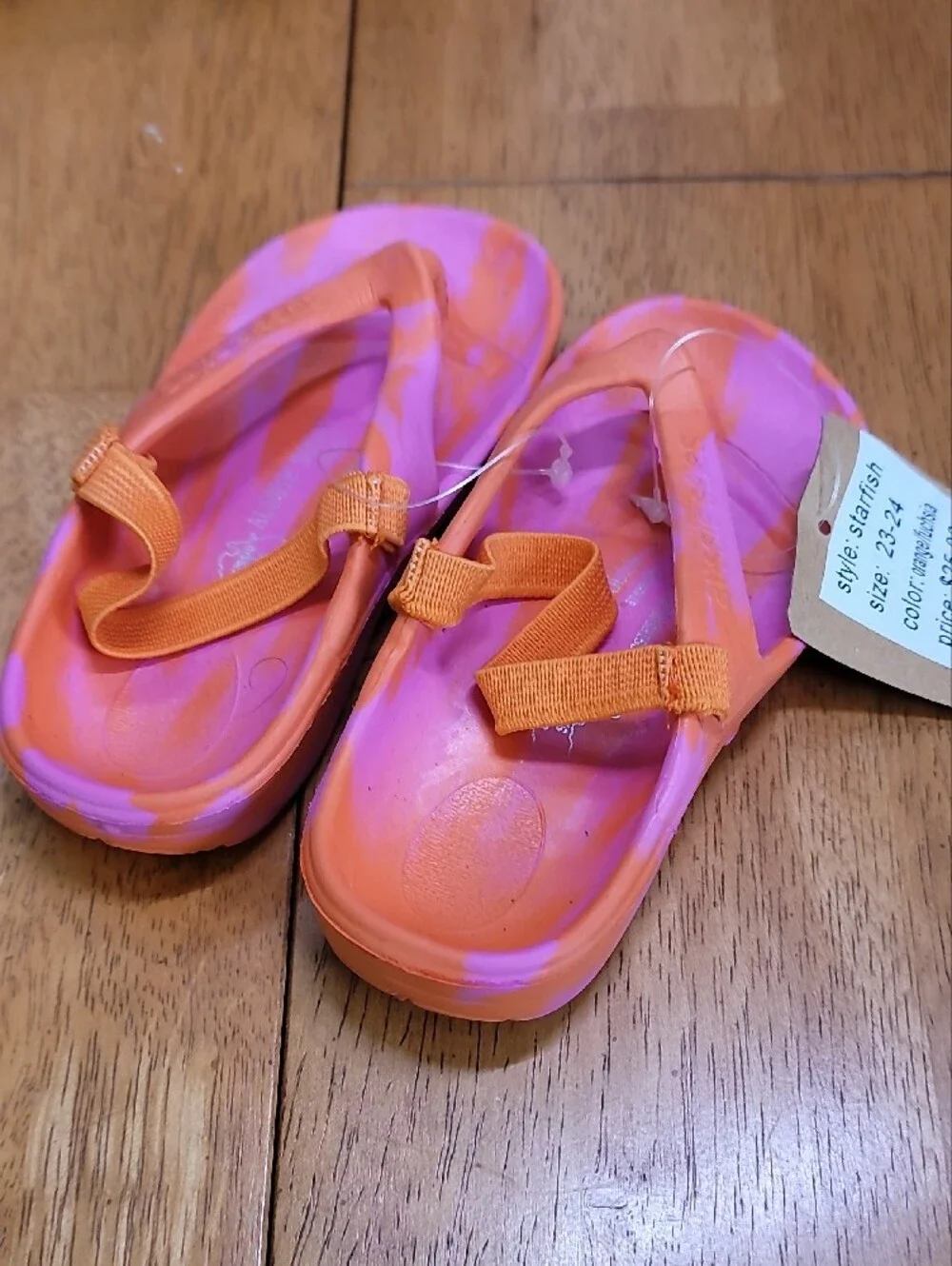 Kids Orange & Pink Tie-Dye Sandal Flip Flops